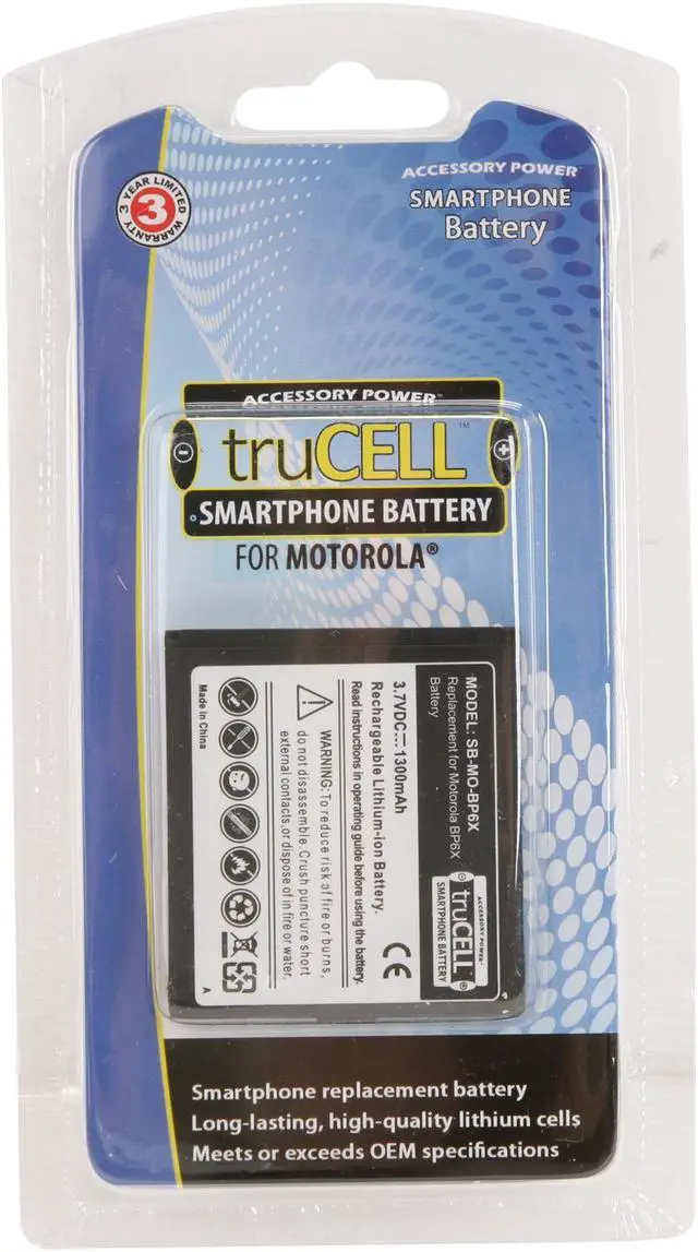 Alt view image 4 of 4 - Accessory Power truCELL Smart Phone Battery For Motorola (SB-MO-BP6X)