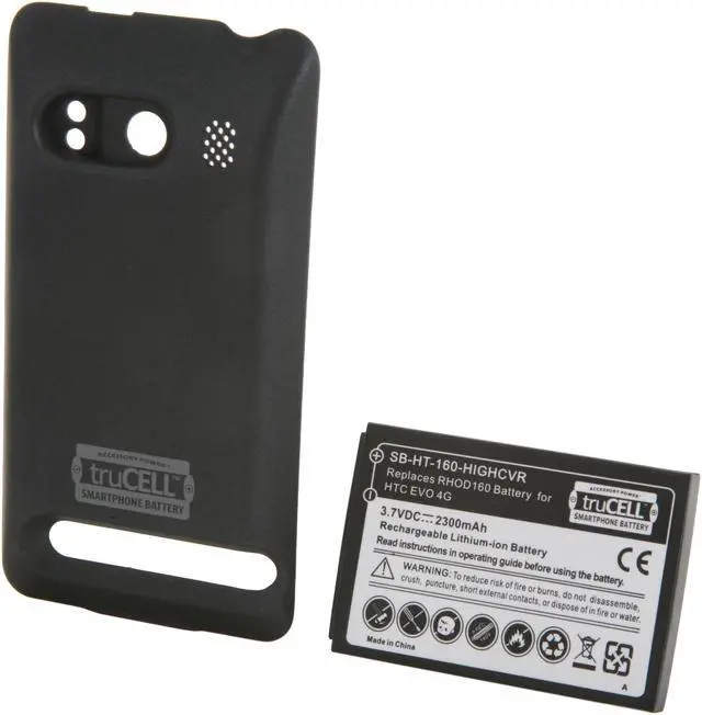 Main image of Accessory Power Black truCELL Extended Smartphone Battery with Cover For HTC EVO 4G (SB-HT-160-HIGHCVR)