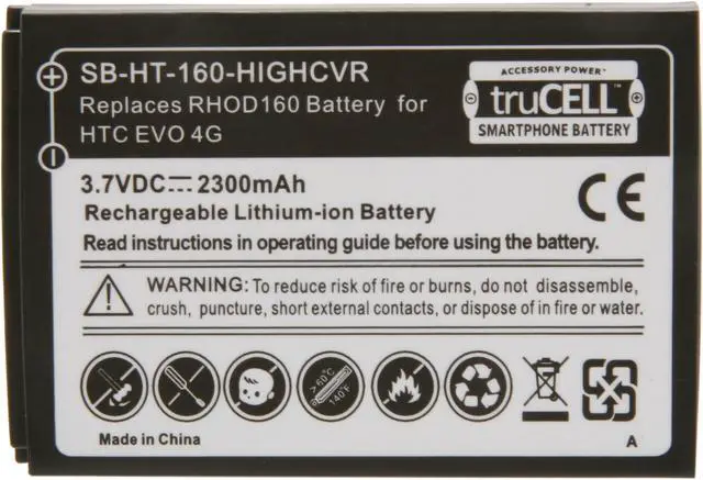 Alt view image 2 of 6 - Accessory Power Black truCELL Extended Smartphone Battery with Cover For HTC EVO 4G (SB-HT-160-HIGHCVR)