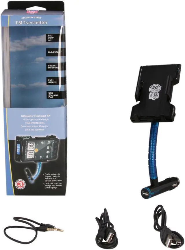 Alt view image 8 of 8 - Accessory Power GOgroove FlexSMART SP ADVANCED Car Mount FM Transmitter and Charger for HTC, Samsung, LG, Motorola and More Smartphones and MP3 Devices (GG-FLEXSMART-SP)