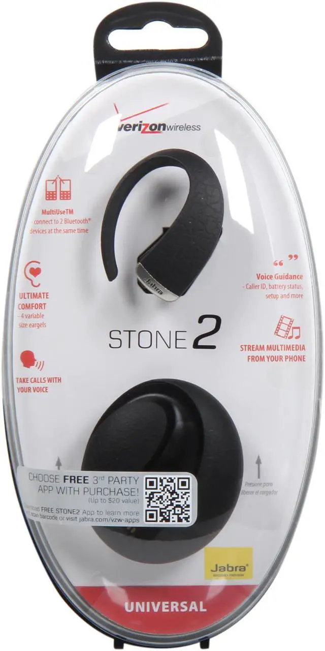 Alt view image 6 of 6 - Jabra Stone 2 Over-The-Ear Bluetooth headset w/ Voice Control /Dual Mic / Noise Blackout Extreme Technology & Portable Charger (100-99310002-08)