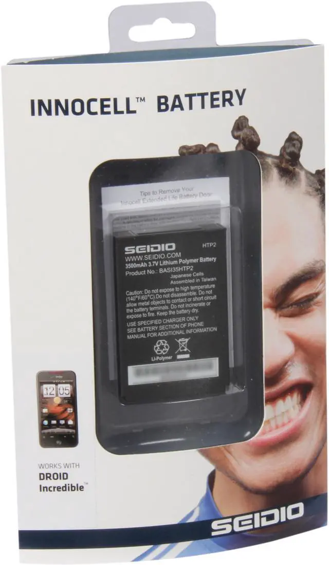 Alt view image 5 of 5 - Seidio Innocell 3500mAh Battery For HTC Droid Incredible BACY35HDDN-BK