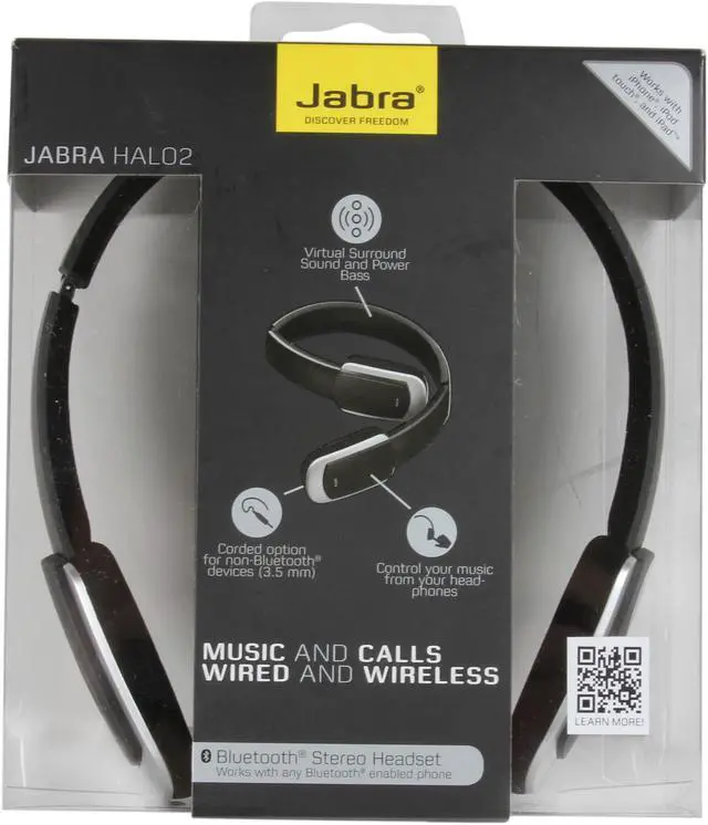 Alt view image 10 of 10 - Jabra HALO2 Black Stereo Bluetooth Headset Multiuse / DSP Technology (100-96500002-02)