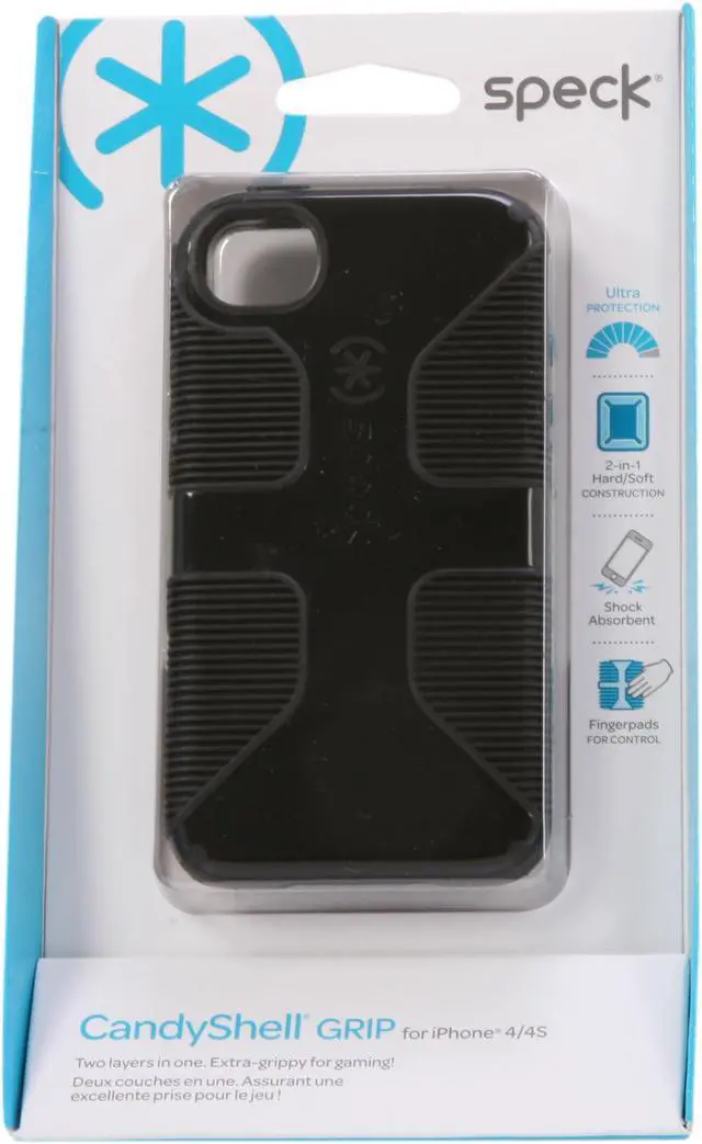 Alt view image 7 of 7 - Speck Products CandyShell Grip Black Rubberized Hard Case for iPhone 4 & 4S SPK-A0797