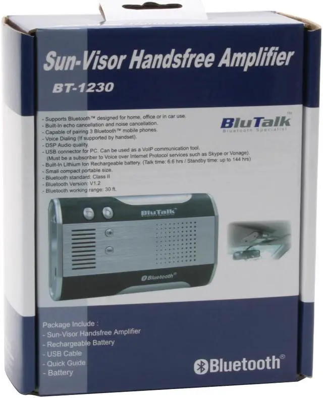 Alt view image 6 of 6 - Mobile TV BT-1230 Bluetooth Handsfree Kit (visor clip-on)