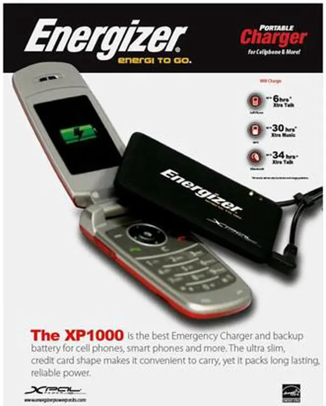 Alt view image 10 of 10 - Energizer Black Portable Charger for Cell Phones and More (XP1000)