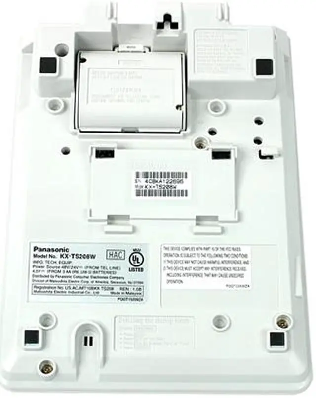 Alt view image 3 of 5 - Panasonic KX-TS208W 2-line Operation 2-Line Integrated Telephone System 16-Digit LCD with Clock and Hearing Aid Compatibility (HAC)