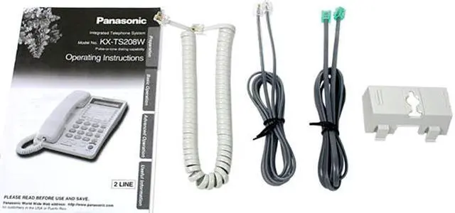 Alt view image 4 of 5 - Panasonic KX-TS208W 2-line Operation 2-Line Integrated Telephone System 16-Digit LCD with Clock and Hearing Aid Compatibility (HAC)