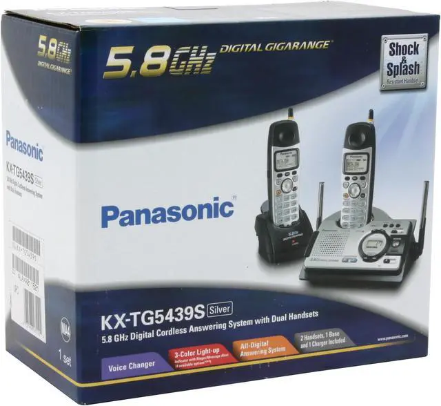 Alt view image 5 of 5 - Panasonic KX-TG5439S 5.8 GHz FHSS 2X Handsets Cordless Phones Integrated Answering Machine