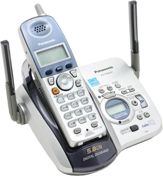 Panasonic KX-TG5431S 5.8 GHz FHSS 1X Handsets Cordless Phone Integrated  Answering Machine