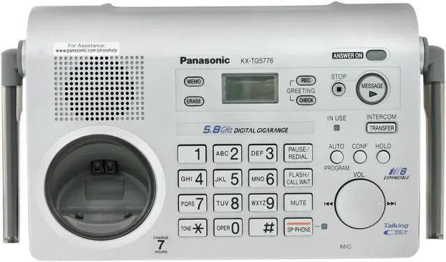Alt view image 4 of 9 - Panasonic KX-TG5776S 5.8 GHz Digital FHSS 1X Handsets Cordless Phone Integrated Answering Machine