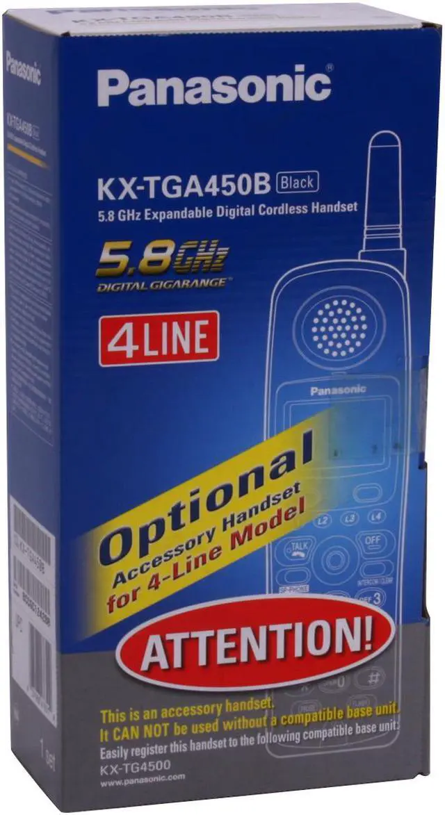 Alt view image 11 of 11 - Panasonic KX-TGA450B 5.8 GHz FHSS Cordless Expansion Handset