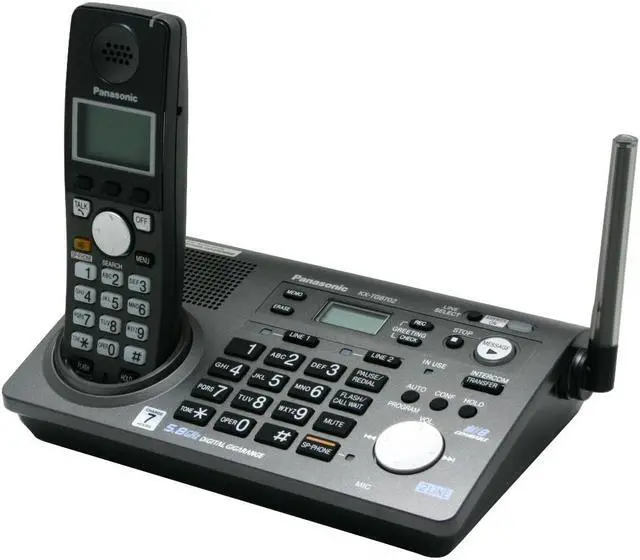 Alt view image 2 of 11 - Panasonic KX-TG6702B 5.8 GHz Digital FHSS 2X Handsets Cordless Phone Integrated Answering Machine