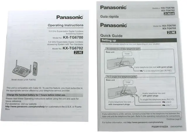 Alt view image 10 of 11 - Panasonic KX-TG6702B 5.8 GHz Digital FHSS 2X Handsets Cordless Phone Integrated Answering Machine