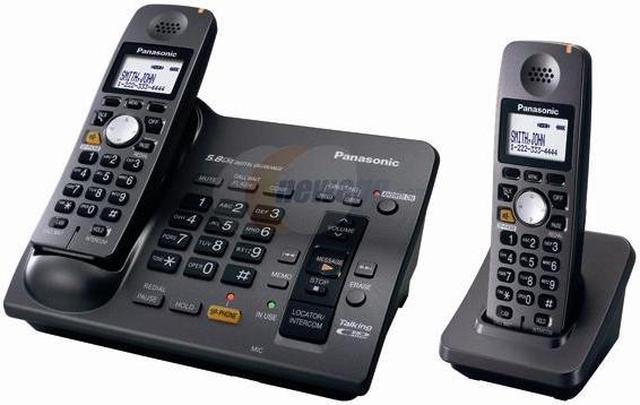 Panasonic KX-TG6072B 5.8 GHz FHSS 2X Handsets Cordless Phone Integrated  Answering Machine