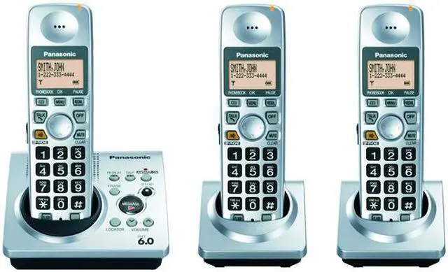 Alt view image 2 of 2 - Panasonic KX-TG1033S 1.9 GHz Digital DECT 6.0 3X Handsets Expandable Digital Cordless Phone System Integrated Answering Machine