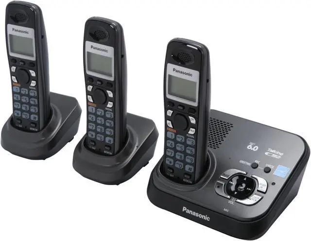 Alt view image 2 of 8 - Panasonic KX-TG9333T 1.9 GHz Digital DECT 6.0 3X Handsets Expandable Digital Cordless Phone Integrated Answering Machine