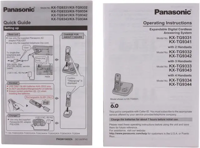 Alt view image 15 of 16 - Panasonic KX-TG9334T 1.9 GHz Digital DECT 6.0 4X Handsets Cordless Phone Integrated Answering Machine