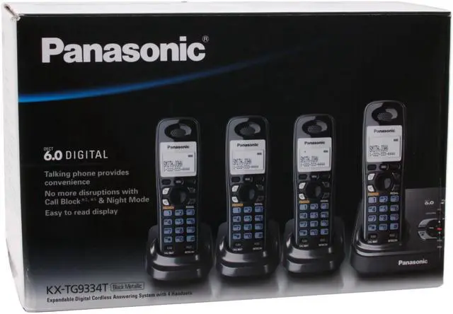 Alt view image 16 of 16 - Panasonic KX-TG9334T 1.9 GHz Digital DECT 6.0 4X Handsets Cordless Phone Integrated Answering Machine