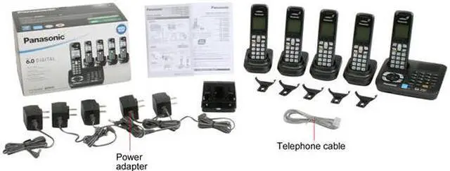Alt view image 13 of 13 - Panasonic KX-TG6445T 1.9 GHz Digital DECT 6.0 5X Handsets Cordless Phone Integrated Answering Machine