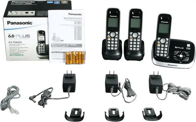 Alt view image 7 of 7 - Panasonic KX-TG6533B 1.9 GHz Digital DECT 6.0 3X Handsets Cordless Phone with Answering Machine