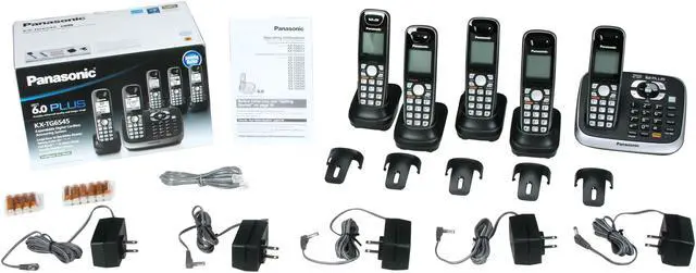 Alt view image 9 of 9 - Panasonic KX-TG6545B 1.9 GHz Digital DECT 6.0 5X Handsets Cordless Phones Integrated Answering Machine