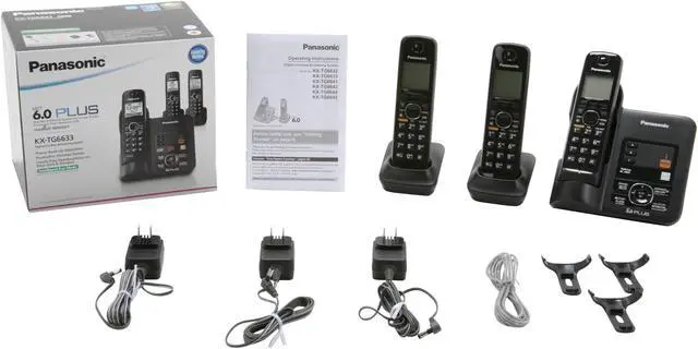 Alt view image 9 of 9 - Panasonic KX-TG6633B 1.9 GHz Digital DECT 6.0 3X Handsets Cordless Phones Integrated Answering Machine