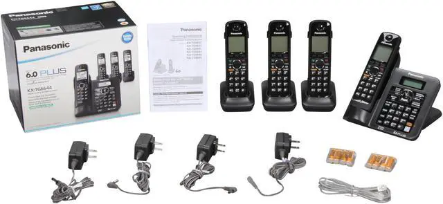Alt view image 6 of 6 - Panasonic KX-TG6644B 1.9 GHz Digital DECT 6.0 4X Handsets Cordless Phones Integrated Answering Machine