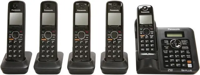 Alt view image 2 of 7 - Panasonic KX-TG6645B 1.9 GHz Digital DECT 6.0 5X Handsets Cordless Phones Integrated Answering Machine