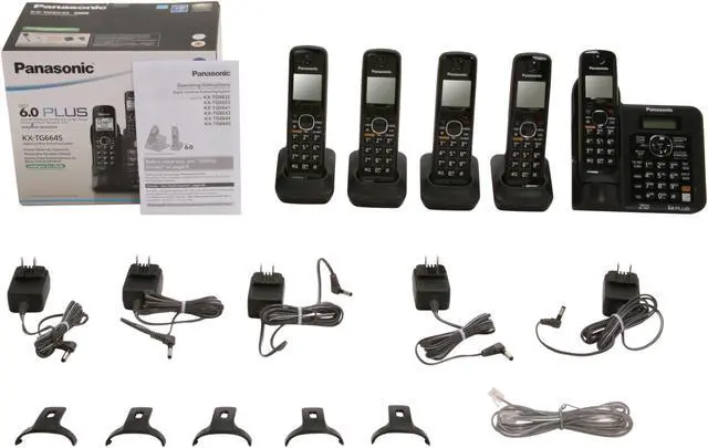 Alt view image 7 of 7 - Panasonic KX-TG6645B 1.9 GHz Digital DECT 6.0 5X Handsets Cordless Phones Integrated Answering Machine