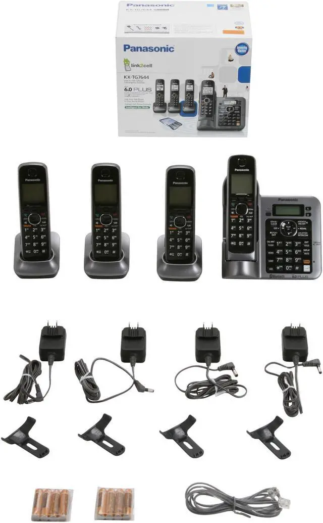 Alt view image 10 of 10 - Panasonic KX-TG7644M Link-To-Cell 1.9 GHz Digital DECT 6.0 4X Handsets Cordless Phones Integrated Answering Machine
