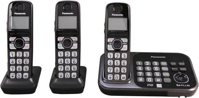 Alt view image 2 of 9 - Panasonic KX-TG4743B 1.9 GHz Digital DECT 6.0 3 Handsets Cordless Phones with Answering Machine
