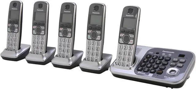 Main image of Panasonic KX-TG7745S 1.9 GHz Digital DECT 6.0 Link to Cell via Bluetooth Cordless Phone with Integrated Answering Machine and 5 Handsets