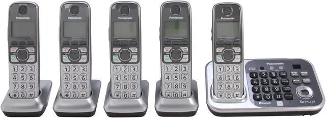 Alt view image 2 of 9 - Panasonic KX-TG7745S 1.9 GHz Digital DECT 6.0 Link to Cell via Bluetooth Cordless Phone with Integrated Answering Machine and 5 Handsets