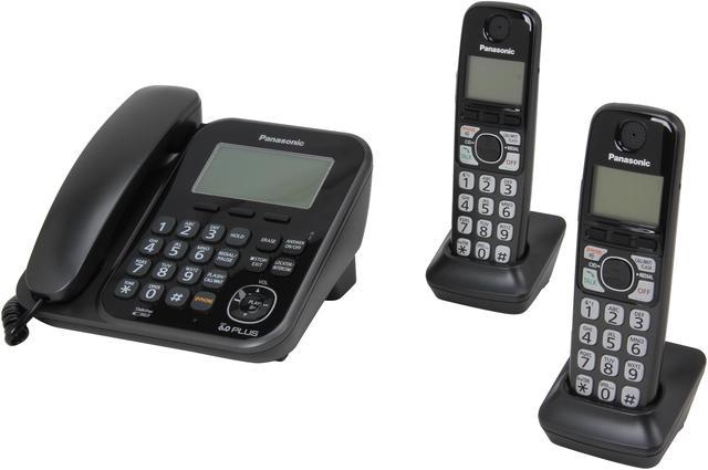 Panasonic 4 Handset Cordless Telephone System with Dual Keypad and  Integrated Answering Machine 