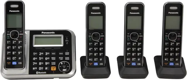 Alt view image 2 of 6 - Panasonic KX-TG7874S 1.9 GHz DECT 6.0 4X Handsets Bluetooth Cellular Convergence Solution Integrated Answering Machine