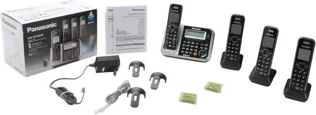 Alt view image 6 of 6 - Panasonic KX-TG7874S 1.9 GHz DECT 6.0 4X Handsets Bluetooth Cellular Convergence Solution Integrated Answering Machine