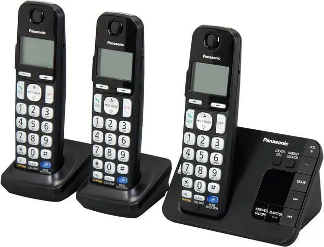 Main image of Panasonic KX-TGE233B 1.9 GHz DECT 6.0 3X Handsets Expandable Digital Cordless Answering System with 3 Handsets Integrated Answering Machine