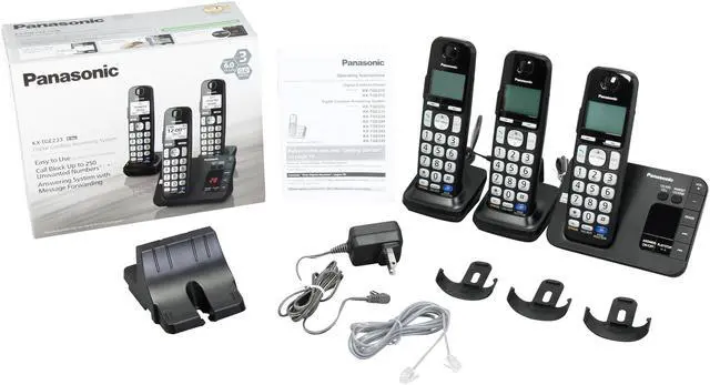Alt view image 13 of 13 - Panasonic KX-TGE233B 1.9 GHz DECT 6.0 3X Handsets Expandable Digital Cordless Answering System with 3 Handsets Integrated Answering Machine