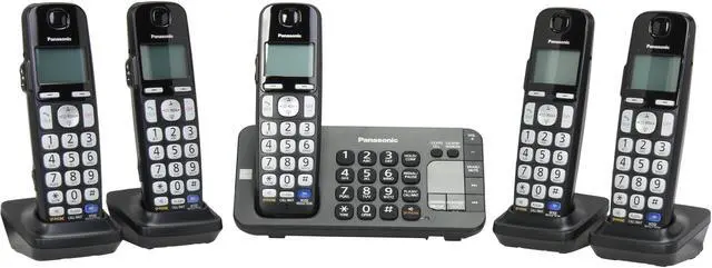Main image of Panasonic KX-TGE245B 1.9 GHz DECT 6.0 5X Handsets Expandable Digital Cordless Answering System with 5 Handsets Integrated Answering Machine