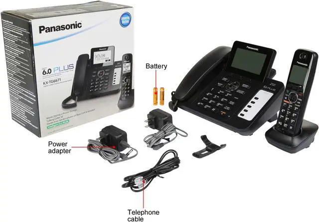 Alt view image 10 of 10 - Panasonic RBKX-TG6671B DECT 6.0 Corded/Cordless Phone with Digital Answering System, Black
