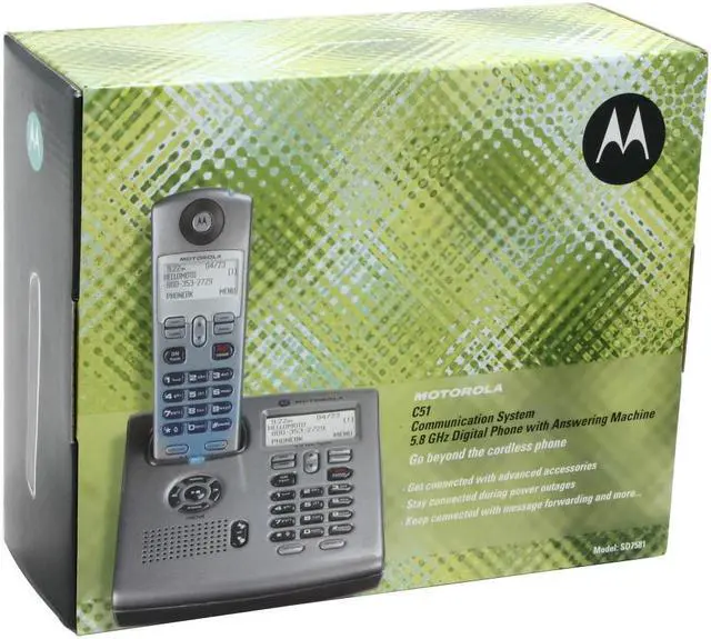 Alt view image 8 of 8 - MOTOROLA SD7581 5.8 GHz Digital FHSS 1X Handsets Cordless Phone Integrated Answering Machine