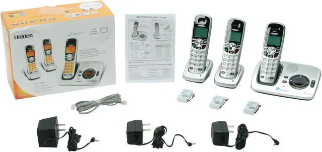 Alt view image 8 of 8 - Uniden DECT1580-3 1.9 GHz Digital DECT 6.0 3X Handsets Cordless Phone Integrated Answering Machine, Caller ID. Expandable up to 6 Handsets
