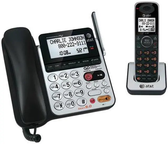 AT&T TL84100 1.9 GHz Digital DECT 6.0 1X Handsets Corded/Cordless Phone ...