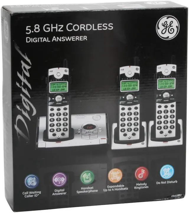 Alt view image 12 of 12 - GE 28031EE3 5.8 GHz Digital FHSS 3X Handsets Cordless Phone Integrated Answering Machine