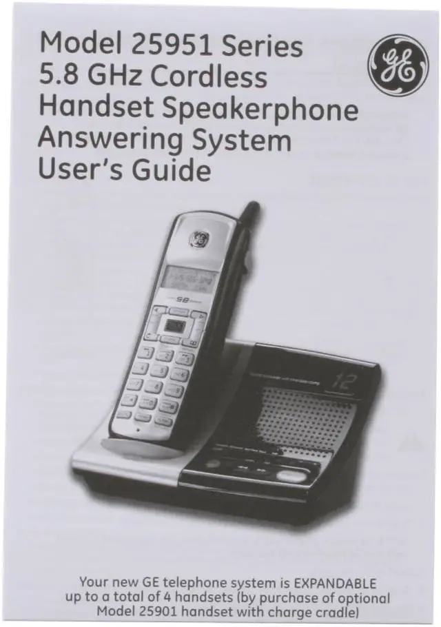 Alt view image 9 of 10 - GE 25951EE1 5.8 GHz 1X Handsets Cordless Phone Integrated Answering Machine