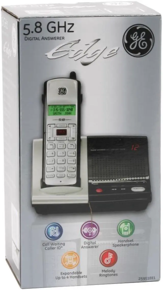 Alt view image 10 of 10 - GE 25951EE1 5.8 GHz 1X Handsets Cordless Phone Integrated Answering Machine