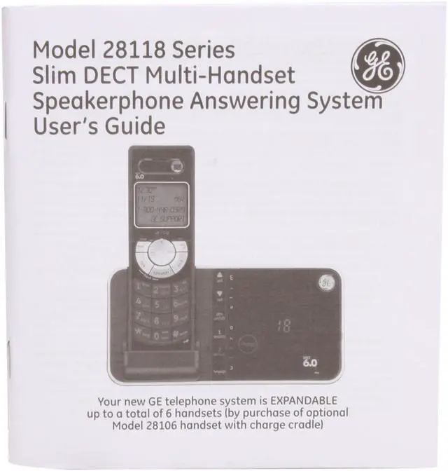 Alt view image 12 of 13 - GE 28118FE1 1.9 GHz Digital DECT 6.0 1X Handsets Cordless Phones Integrated Answering Machine