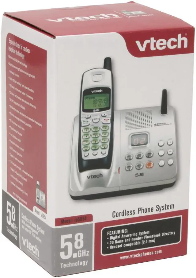 Alt view image 6 of 6 - Vtech ia5854 5.8 GHz 1X Handsets Cordless Phones Integrated Answering Machine