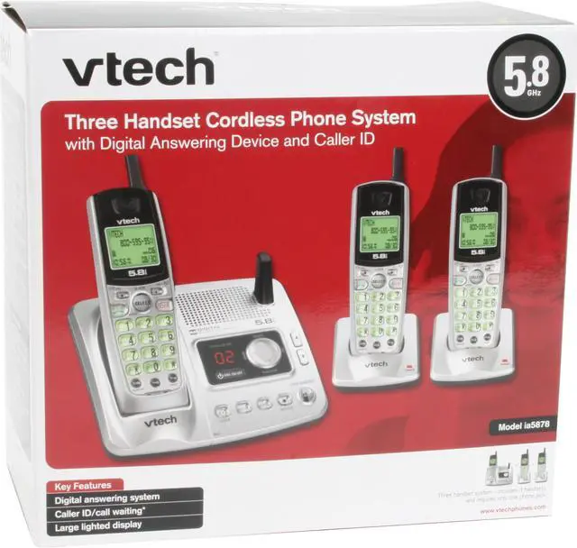 Alt view image 15 of 15 - Vtech VT5878 5.8 GHz 3X Handsets Cordless Phone Integrated Answering Machine
